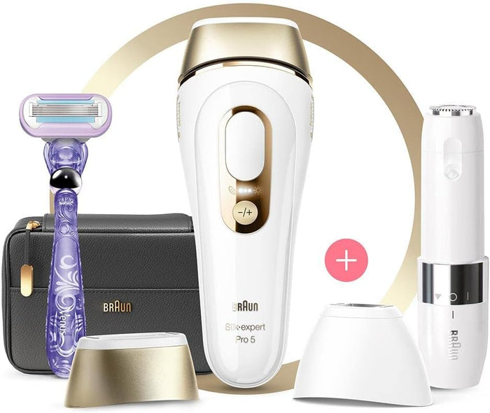 Braun Silk·Expert Pro 5 PL5149 Pulsed Light Epilator for Women, Permanent Hair Removal Visible at Home, White/Gold