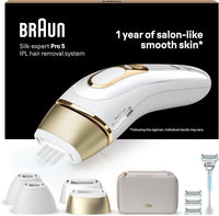 Braun IPL Silk·Expert Pro 5 Home Hair Removal with Storage Bag, Venus Razor, 4 Attachments, PL5358