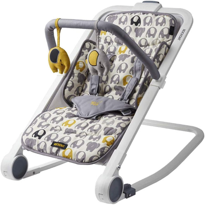 BABABING | Rockout 2 Baby Rocker | 3 Position Reclining Baby Bouncer with Ellie Elephant Print