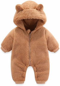Girls Ballet Leotard Baby Girls Boys Winter Clothes Snowsuit Teddy Bear Onesie Outfit Newborn Fleece Jumpsuit Romper Coat Hooded Suit Baby Girl Bodysuit Lace (Brown, 3-6 Months)