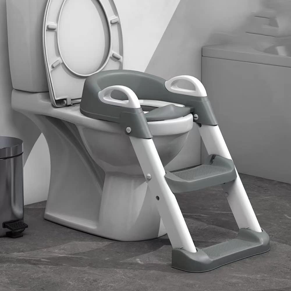Potty Training Seat with Step Stool Ladder,Potty Training Toilet for Kids Boys Girl (Grey)