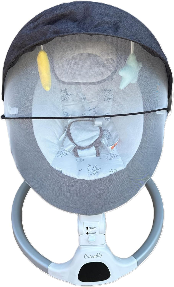 Bliss Gifts & Homewares Electric Baby Swing Seat I Portable Infant Swing with App & Bluetooth, Lullabies, 5 Point Harness, 5 Way Speeds and Remote Control I for Baby Boy Girl Infants Toddler (Black)