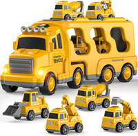 5-in-1 Construction Truck for 3-9 Year Old Boys and Girls - Friction Power Vehicle