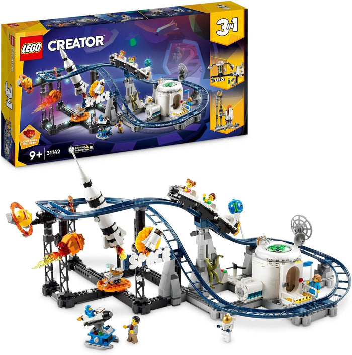 LEGO® Creator Space Roller Coaster 31142 Building Toy Set for Ages 9+; A Roller Coaster, Drop Tower and Merry-Go-Round