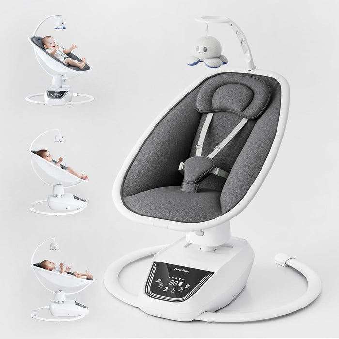 Baby Swings for Infants, Electric 3D-Motion Baby Swings with 7 Modes, 5-Point Harness, APP Control (7-33lbs)