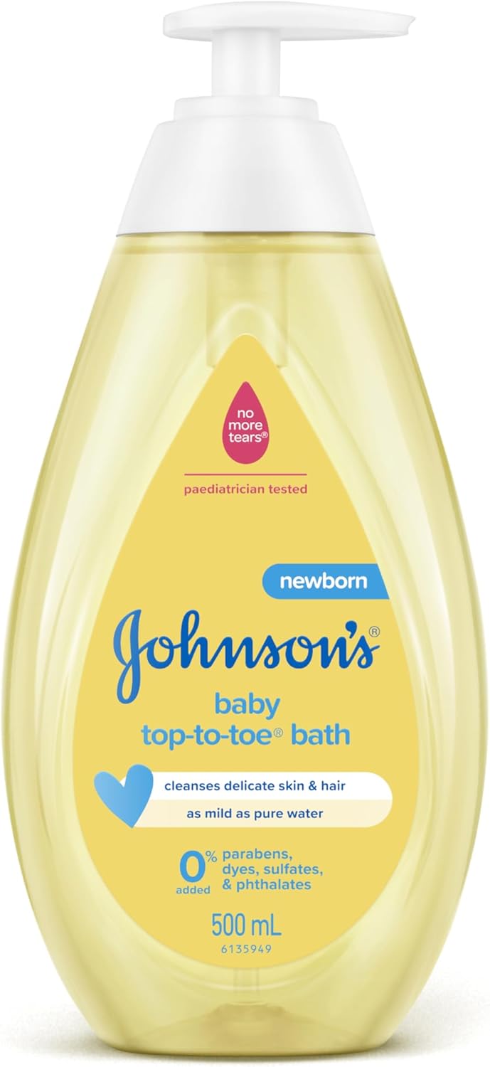 Johnson's Baby Top-To-Toe Gentle Newborn Cleansing Tear-Free Mild Baby Bath 500mL|Designed for newborns |Gently cleanses without drying