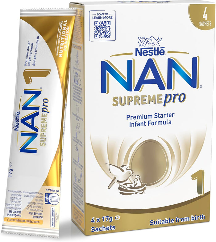 Nestlé NAN SUPREMEpro 1 Stage 1 Infant Formula Sachets -17g Sachets (Count of 4, Pack of 1) Brand: NAN