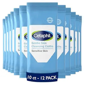 Cetaphil Face And Body Wipes, Gentle Skin Cleansing Cloths, For Dry, Sensitive Skin,(Pack of 12)