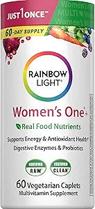Click to see full view Rainbow Light Womens Multivitamin One + | 60 Caplets | Supports Energy & Antioxidant Health | Real Food Nutrients, Digestive Enzymes & Probiotics