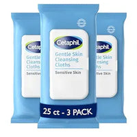 Cetaphil Face and Body Wipes, Gentle Skin Cleansing Cloths, 25 Count (Pack of 3)