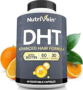 Nutrivein Premium DHT Blocker for Men & Women - with Biotin - 30 Day Supply (60 Caps)