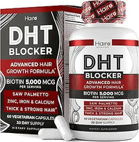 DHT Blocker Hair Growth Supplement - High Potency Biotin & Saw Palmetto for Hair Regrowth - Natural Hair Loss Treatments for Women & Men - Helps Stimulate Hair Follicle Growth