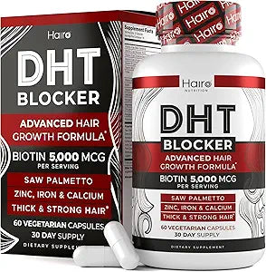 DHT Blocker Hair Growth Supplement - High Potency Biotin & Saw Palmetto for Hair Regrowth - Natural Hair Loss Treatments for Women & Men - Helps Stimulate Hair Follicle Growth