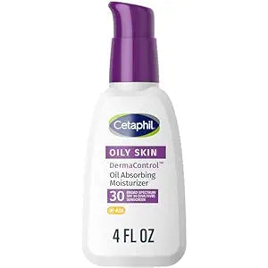 Cetaphil DermaControl Oil Absorbing Moisturizer with SPF 30, For Sensitive, Oily Skin, 4 Fl oz, Absorbs Oil, Reduces Shine, Hydrates, Protects, No Added Fragrance |