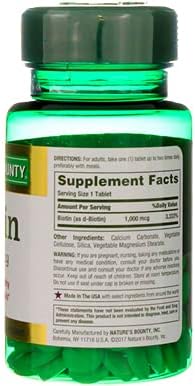 Nature's Bounty Biotin 1000 mcg Tablets, Strawberry, 100 Count, Pack of 3-USA Made