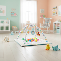 Baby Glide 2-in-1 Baby Play Gym & Ball Pit Activity Mat – Foldable Tummy Time Play Mat with 20 Ocean Balls, Hanging Toys, Soft Padded Play Mat for Newborns, Infants & Toddlers 0–3 Years