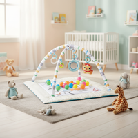 Baby Glide 2-in-1 Baby Play Gym & Ball Pit Activity Mat – Foldable Tummy Time Play Mat with 20 Ocean Balls, Hanging Toys, Soft Padded Play Mat for Newborns, Infants & Toddlers 0–3 Years