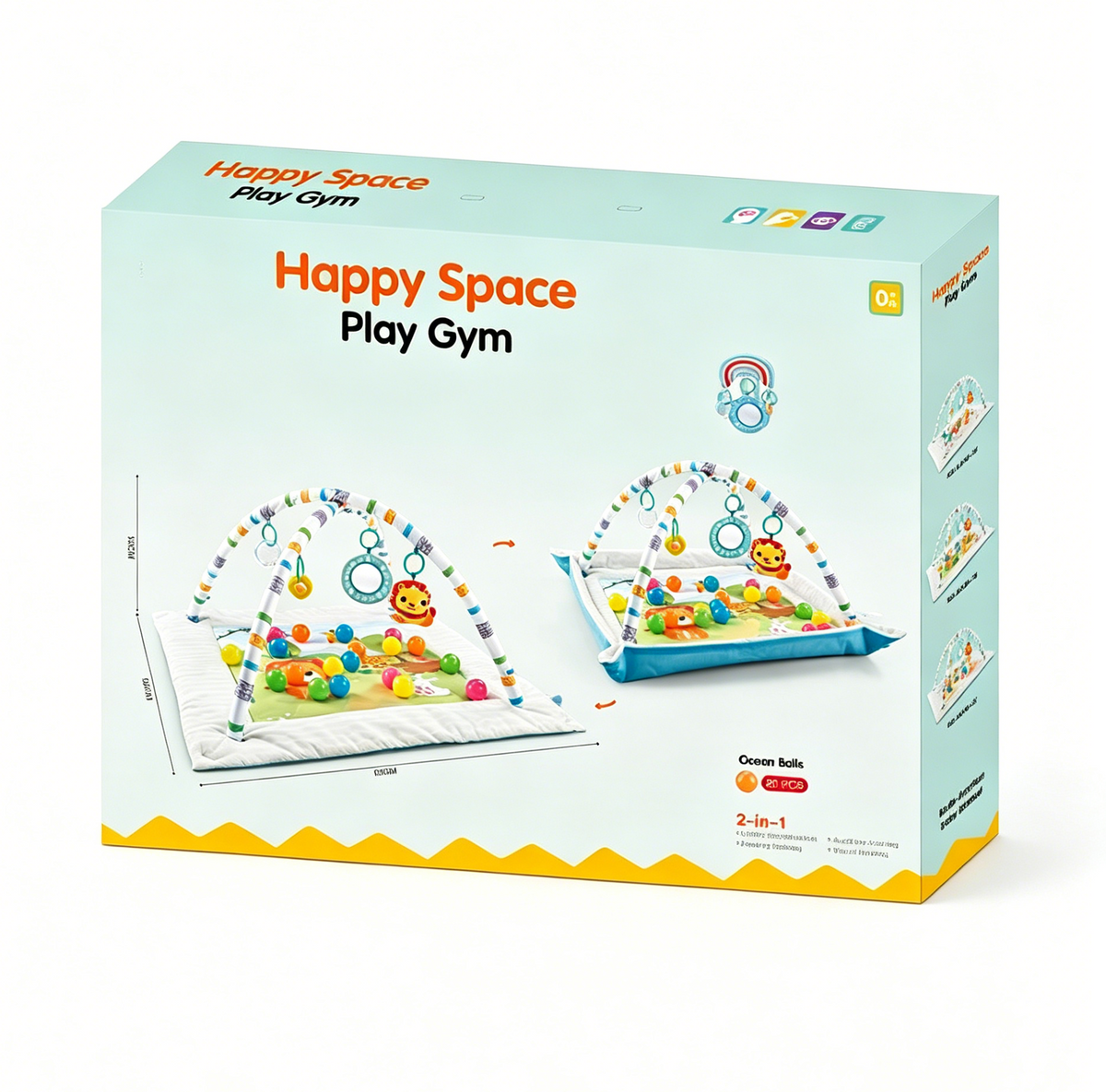 Baby Glide 2-in-1 Baby Play Gym & Ball Pit Activity Mat – Foldable Tummy Time Play Mat with 20 Ocean Balls, Hanging Toys, Soft Padded Play Mat for Newborns, Infants & Toddlers 0–3 Years