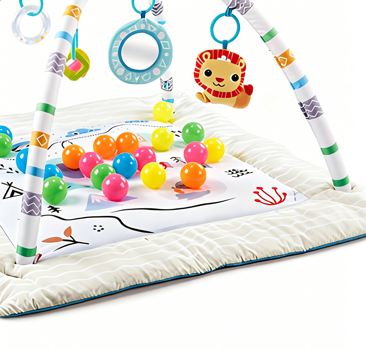 Baby Glide 2-in-1 Baby Play Gym & Ball Pit Activity Mat – Foldable Tummy Time Play Mat with 20 Ocean Balls, Hanging Toys, Soft Padded Play Mat for Newborns, Infants & Toddlers 0–3 Years