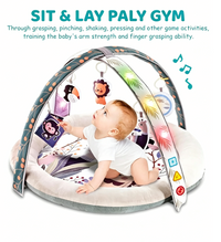 Baby Glide Baby Play Gym with Lights & Music – Soft Activity Mat with 6 Hanging Sensory Toys, Interactive Tummy Time