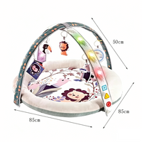 Baby Glide Baby Play Gym with Lights & Music – Soft Activity Mat with 6 Hanging Sensory Toys, Interactive Tummy Time
