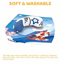 Baby Glide Baby Play Gym & Activity Mat with Music & Lights – Foldable Tummy Time Play Mat, 6 Hanging Toys, Soft Washable Cushion, Sensory Development Gym for Newborns & Infants