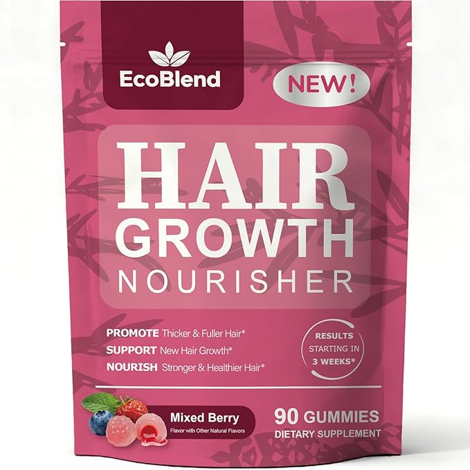 Hair Growth Gummies Women Vitamins—excellerator Nourish Hair and Nail Promote Fuller Locks with a Natural, Gentle Formula—Filled Gummies—Mixed Berry Flavor—90 Count (45-Day Supply)