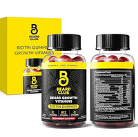 The Beard Club Biotin Beard Growth Vitamin Gummies - Hair Supplement for Men - Vitamins B12, E, & C to Support a Thicker Fuller Looking Facial Hair - Strawberry Gummy