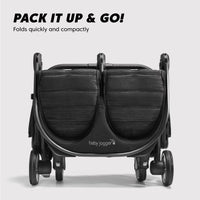 Baby Jogger Australia City Tour 2 Double Stroller (Pitch Black) - Prams & Strollers, Twins, Super Lightweight, Compact fold, Travel Pram, Lightweight and Compact, UV50+ Canopy