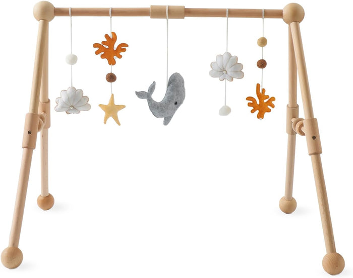 Promise Babe Baby Play Gym Wooden Infant Activity Gym with 5 Detachable Toys