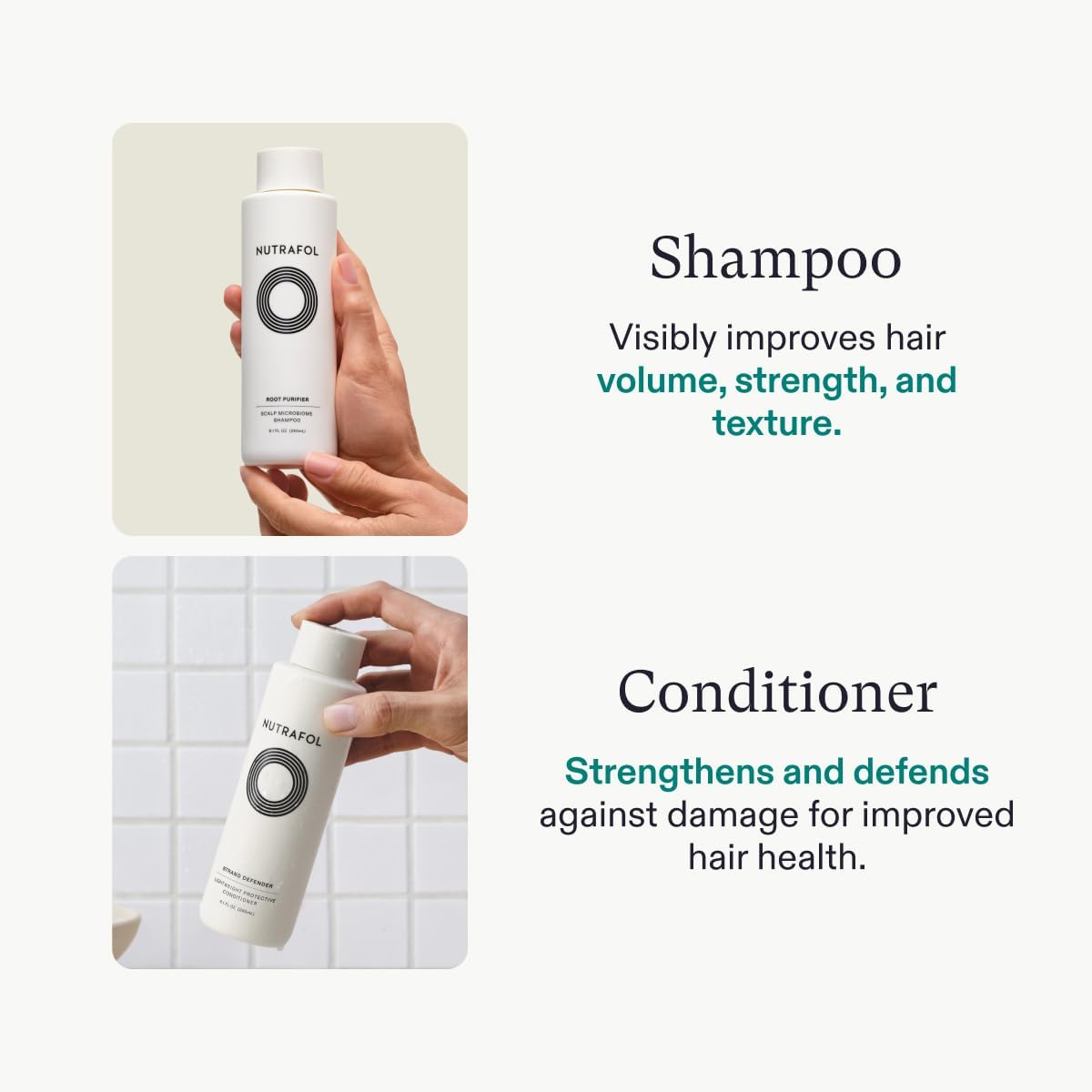 Nutrafol Shampoo and Conditioner, Cleanse and Protect Hair and Scalp, Improves Hair Volume, Strength and Texture- 8.1 Fl Oz Bottle
