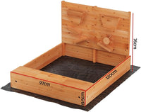 Keezi Kids Sandpit, Wooden Rectangle Sand Pit Sandbox Play Toys