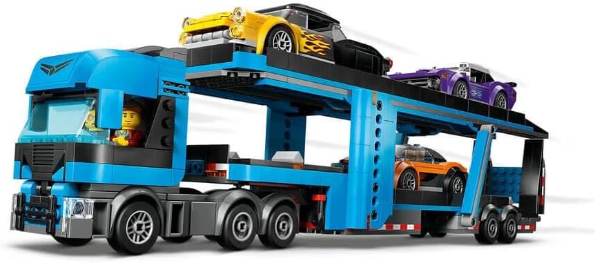 LEGO City Car Transporter Truck with Sports Cars Construction Set, 4 Vehicle Kids Toys for 7 Plus Year