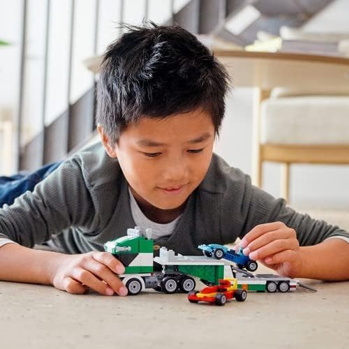 LEGO® Creator 3in1 Race Car Transporter 31113 Toy Truck and Trailer Building Kit;Car Transporter Toy;Crane Toy or Tugboat