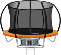 Everfit Trampoline for Kids 8ft 10ft 12ft , Outdoor Bouncing Children Gift, Step Ladder Enclosure Safety Net Cover,Orange
