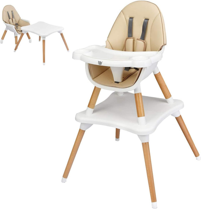 BABY JOY 5 in 1 High Chair, Convertible High Chairs for Babies and Toddlers (Khaki)