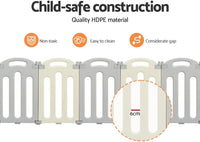Keezi Baby Playpen, 20 Panels Babies Play Pen Toddlers Fence Yard Padded Mat Outdoor Indoor Child Activity Centre for Kid