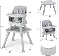 INFANS 8 in 1 Baby High Chair, Convertible Highchair for Babies and Toddlers (Grey)