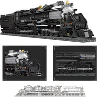 Ruikytech Big Boy Steam Train Building Block Toy, Articulated Train Display Model Set with Tracks, 1608 Pieces, Black, Classic Style, Adult