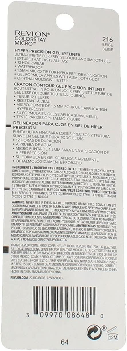 REVLON Colorstay Micro hyper Precision Gel Eyeliner, Waterproof, Long wearing, 0.009 oz, beige