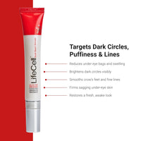 LifeCell All-in-One Eye Treatment – Anti-Aging Under Eye Cream for Puffiness, Dark Circles & Wrinkles – With Retinol, Vitamin C, Peptides & Hyaluronic Acid – Cooling Application