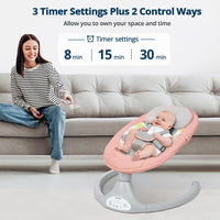 Bioby Baby Swing for Infants with 5 Natural Sway Speeds, Portable Music for 5-20 Lb,0-12 Months Pink