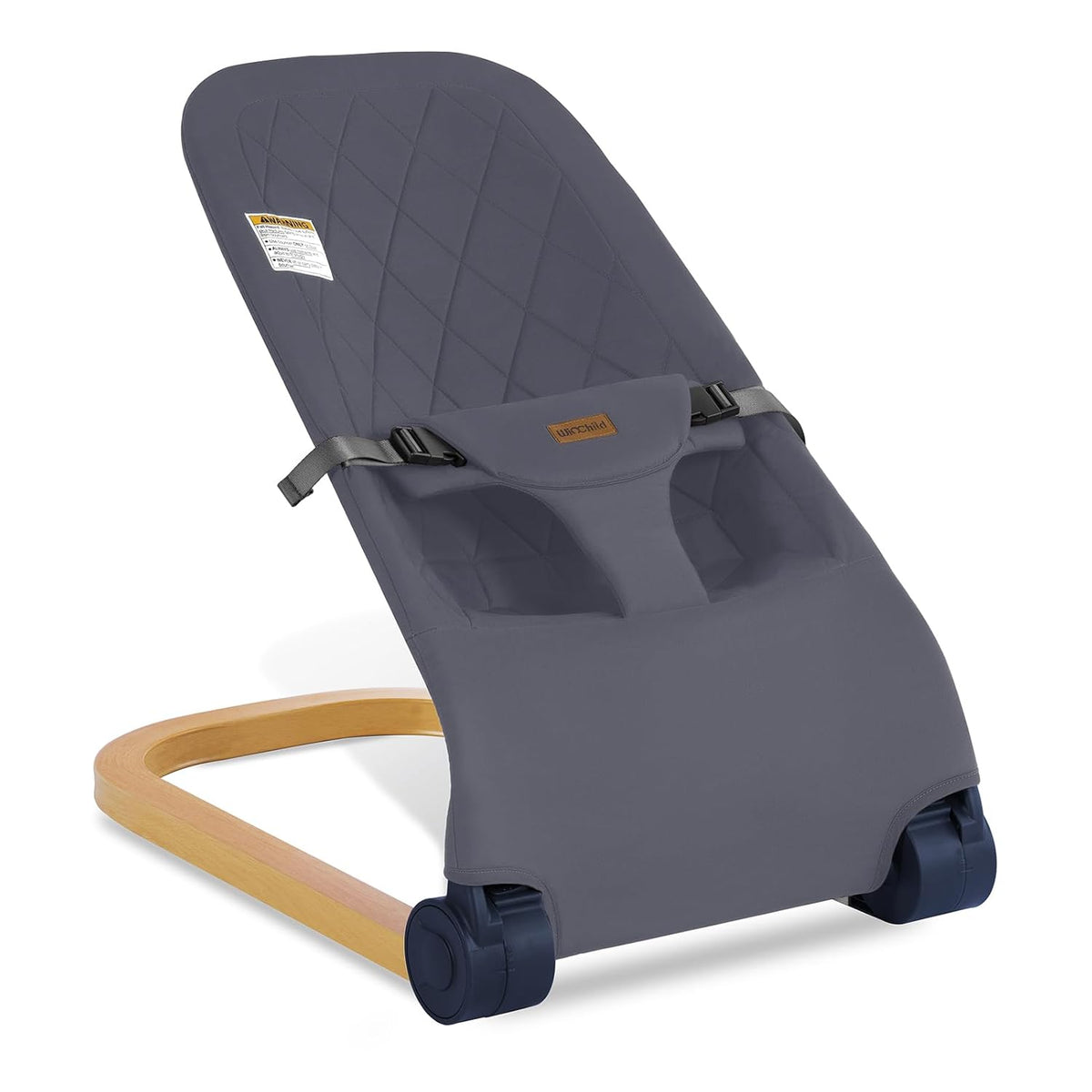 Portable Baby Rocker with Adjustable Backrest & One-Touch Folding Design,Grey