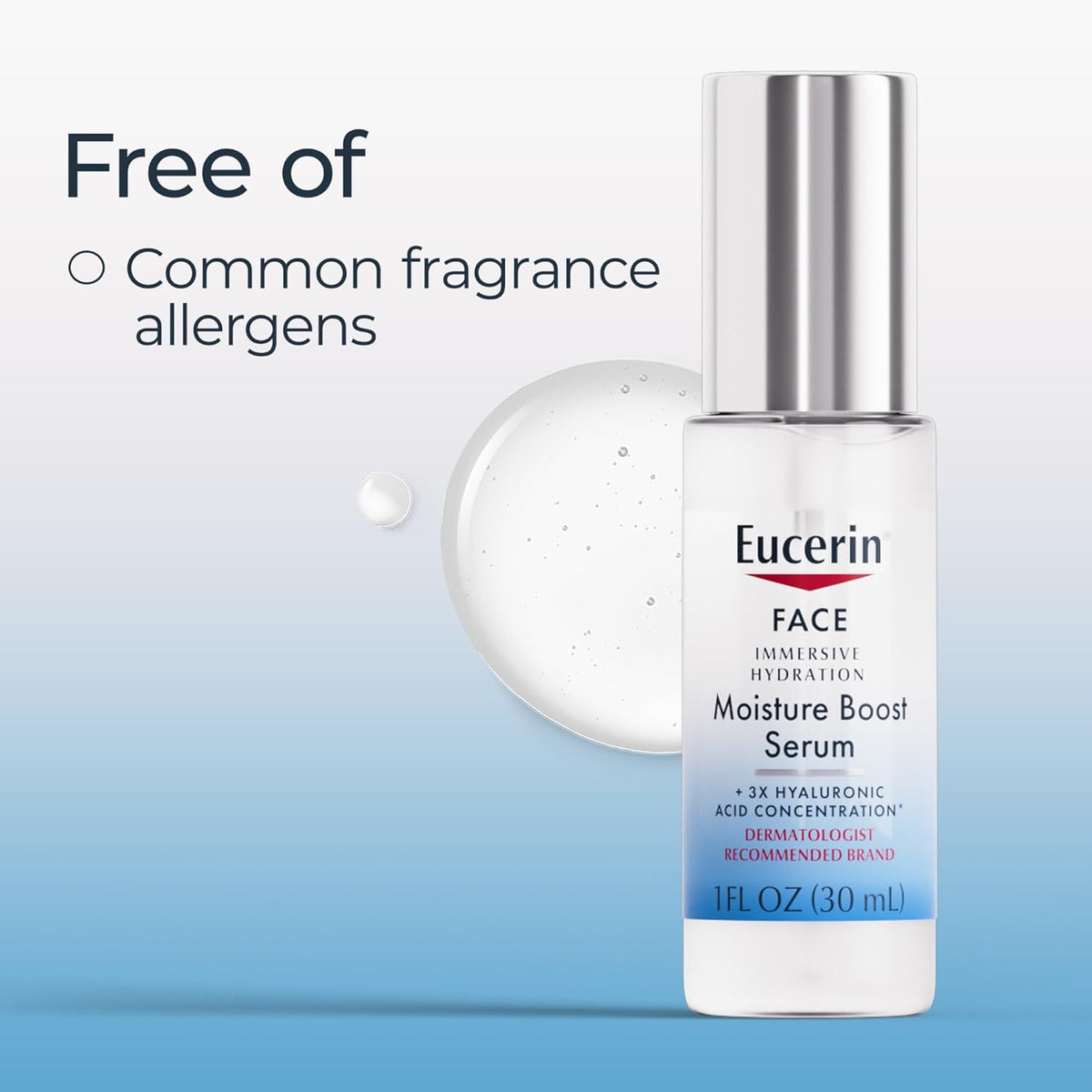 Eucerin Immersive Hydration Smoothing Face Serum, Ultra-Lightweight Hyaluronic Acid Serum Reduces the Look of Fine Lines and Wrinkles, Holiday Gifts for Self Care, 1 Fl Oz Bottle