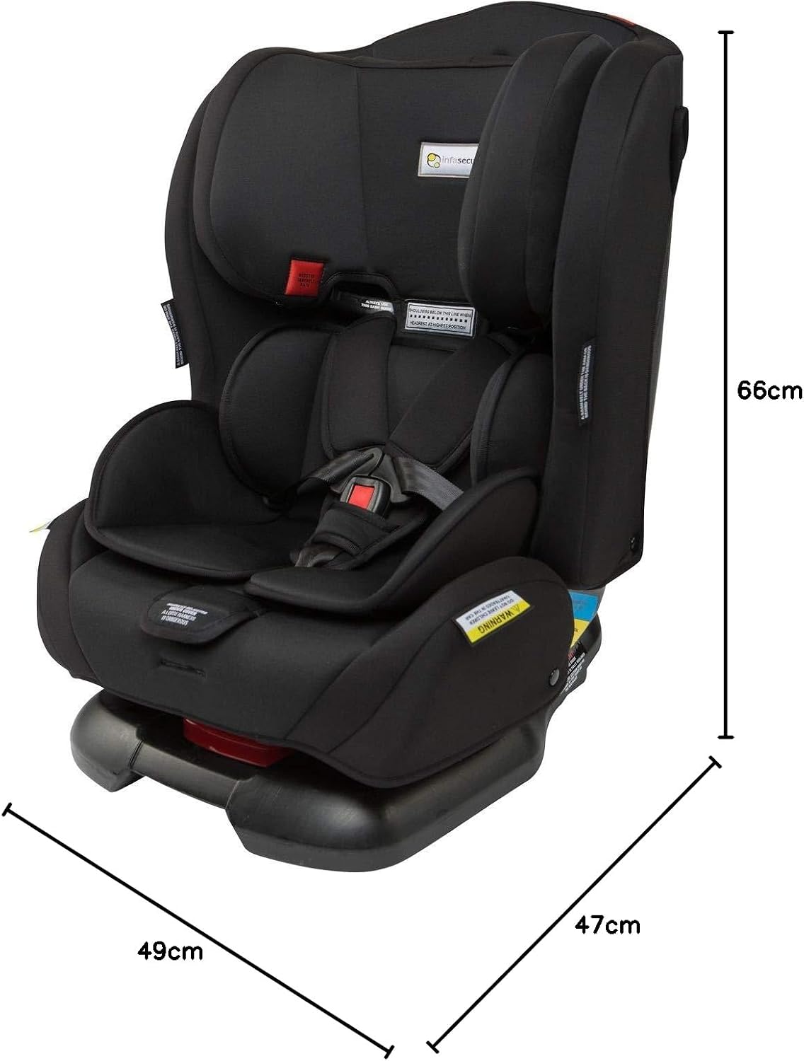 InfaSecure Legacy Convertible Car Seat, 0 to 8 Years, 3-in-1, Black