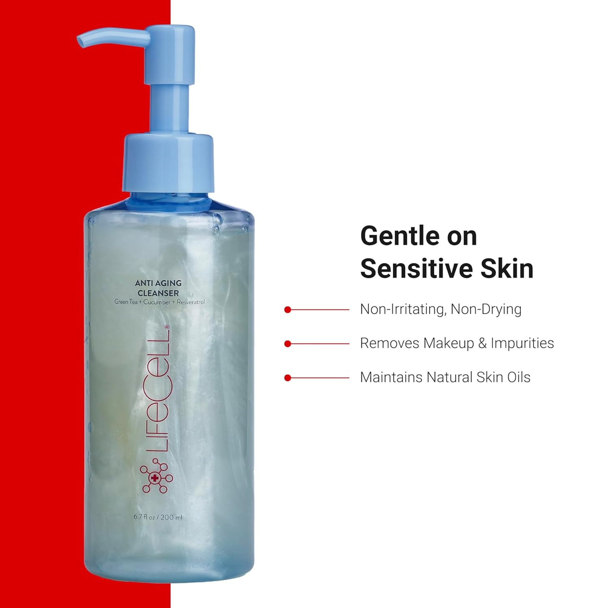 LifeCell Anti-Aging Face Cleanser – pH-Balanced Facial Cleanser for Sensitive Skin – 200ml