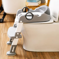 Potty Training Toilet Seat with Step Stool Ladder for Boys and Girls Baby (Gray)