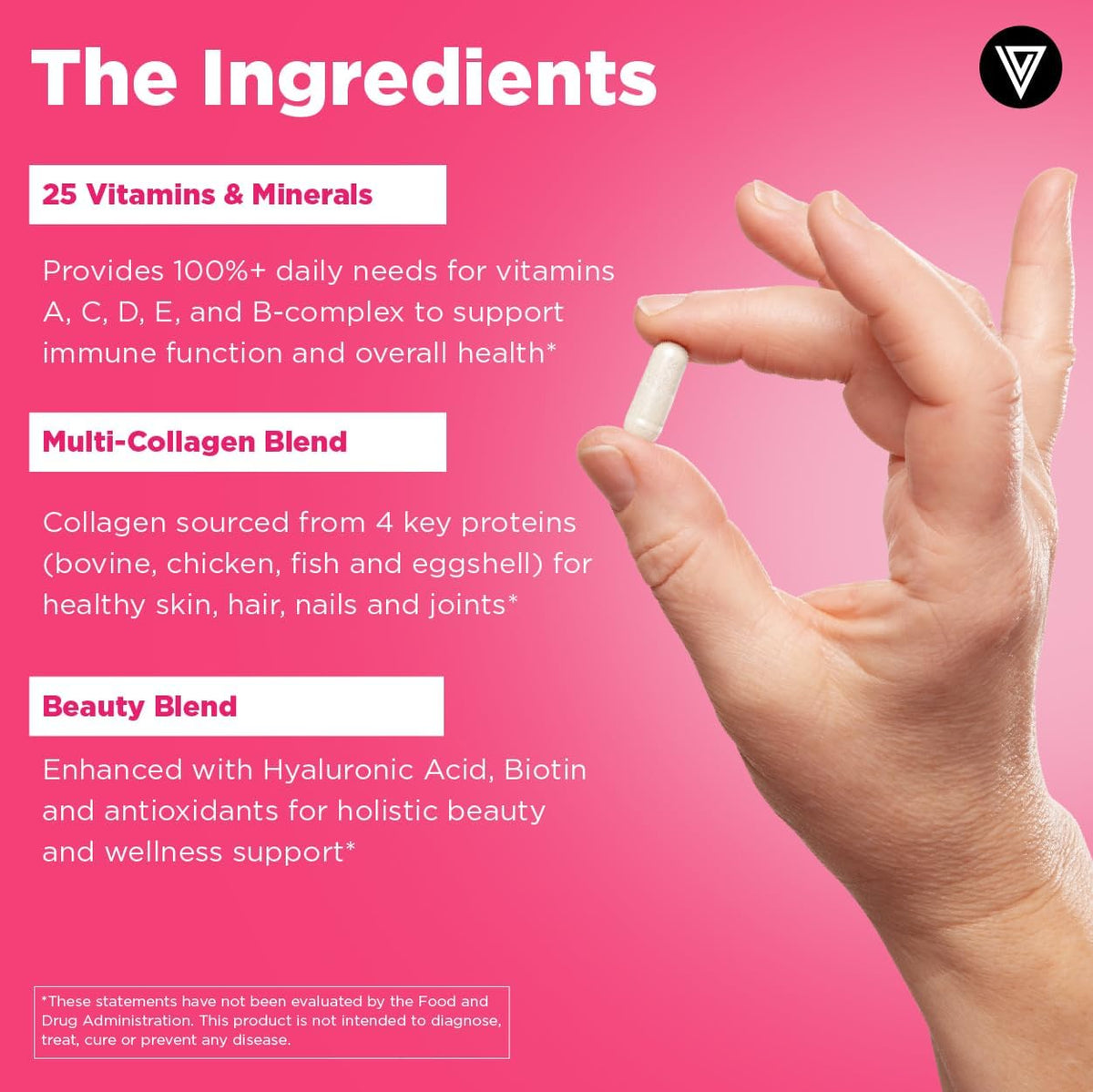 Vital Vitamins Women's Multivitamin Complex with Collagen & Hyaluronic Acid |  60 Capsules