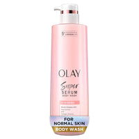 Olay Super Serum Body Wash for Normal Skin, 24hr Long Lasting Hydration, 5+ Ingredient Serum Complex for Bright Even Firm Luminous Skin, 18.5 fl oz