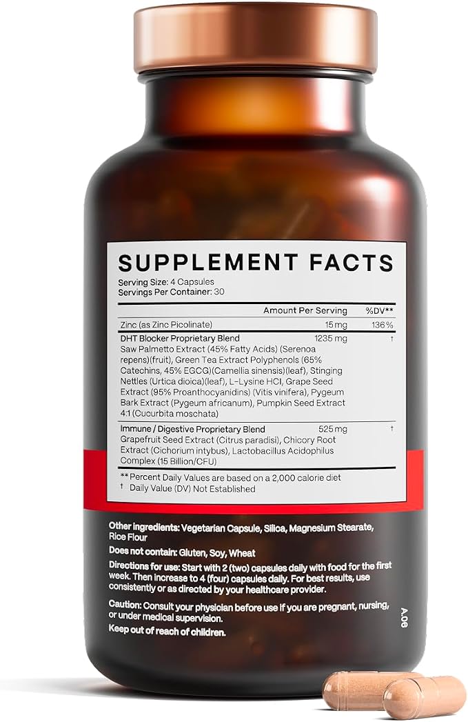 DHT Blocker - Hair Growth Supplement for Genetic Thinning for Men and Women | Guaranteed, Backed by 20 Years of Experience in Hair Loss Treatment Clinics
